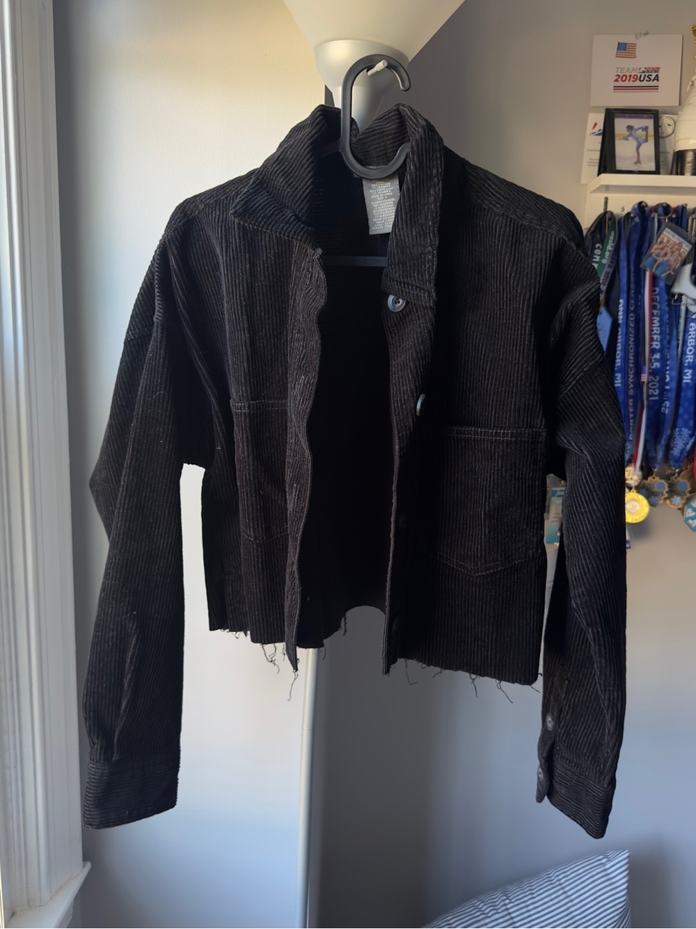 Matty M Black Cropped Corduroy Jacket